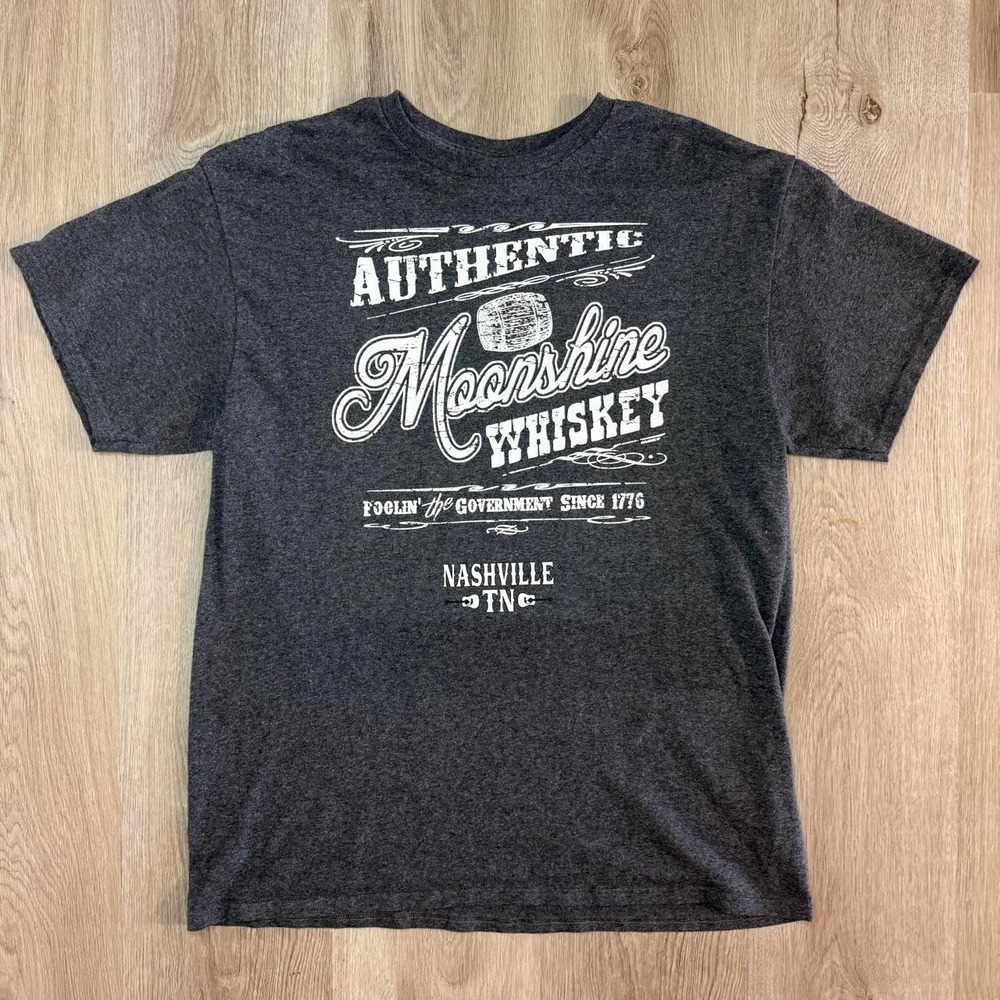 Authentic Nashville TN Moonshine Whiskey Graphic Tee Size L